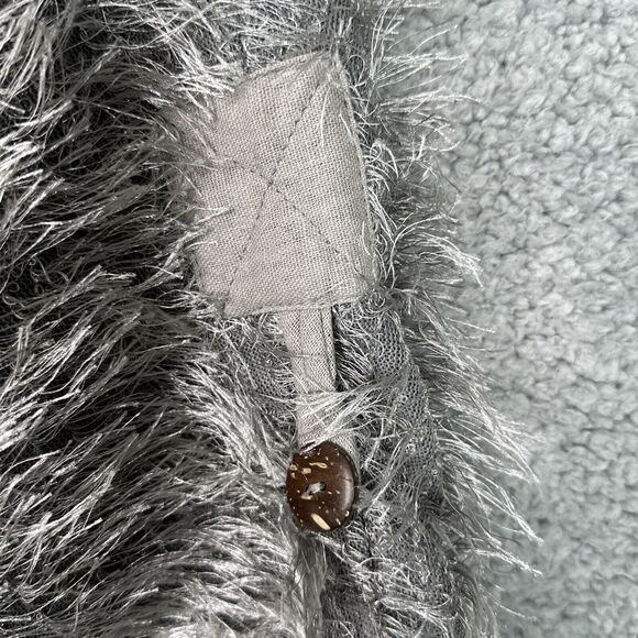 Kaktus Gray Fuzzy‎ Textured Cardigan Sweater Women’s Small Boho Button Front - Picture 13 of 16